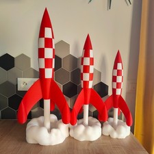 Fusée tintin avec nuage