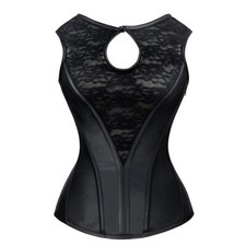 Corsetto Zip Simil Pelle Pizzo