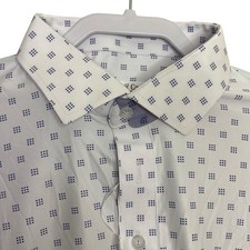 Collars & Co Polo Camicia Uomo L Bianco Oracolo Dot Geo Golf Preppy Abito Collo NUOVO
