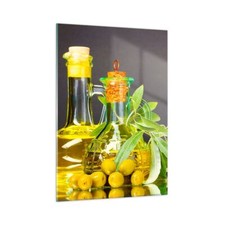 Quadro su Vetro 50x70cm Bottiglia vaso oliva olio Stampe Immagini Moderni Murale