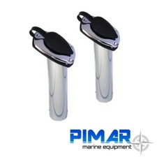 2 X PORTACANNE INCASSO INOX PER BARCA INCLINATO TAPPO NERO - 2 PEZZI -PESCA