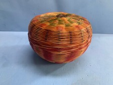 Cestino da Cucito in vimini rosso e verde Vintage