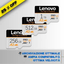 Micro Sd  256 512 GB 1 TB  con Adattatore SD A2 U3 Velocità di Lettura  100 MB/s