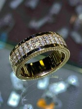 Anello Uomo Fascia Eternità Diamante Simulato Taglio Tondo 2 Ct Placcato...