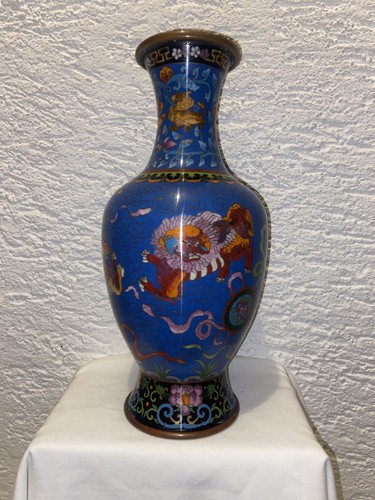 Vaso cloisonne cinese - vaso, cani