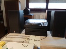 impianto stereo hi fi con giradischi e diffusori