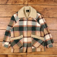 Giacca da esterno vintage Savoia quadrata L anni 60 sherpa cappotto a quadri verde quadri