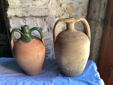 coppia di antichi fiaschi in terra cotta primi 900