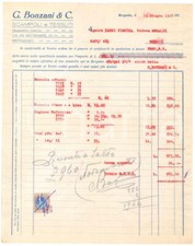 1928 BERGAMO Via XX Settembre 37 - G. BONZANI & C. Scampoli e tessuti - Fattura