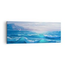 Quadro su Tela 140x50cm mare onda gabbiano Stampe Immagini Quadri Moderni Murale