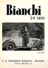 Bianchi S9 1400 Pubblicità Italia 1936 Edoardo Bianchi Milano Milano Pubblicità