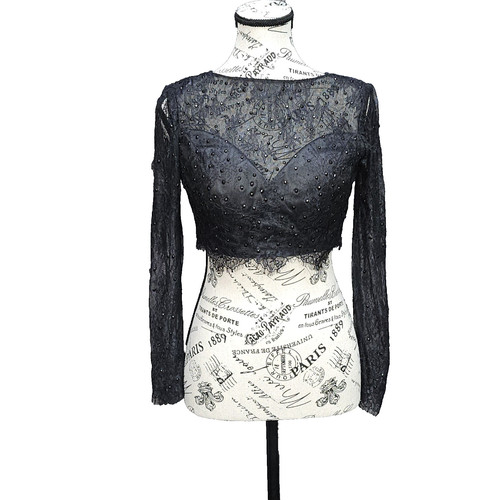 Top pizzo perline donna - , xs