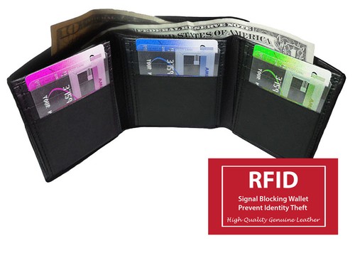 Nero pelle rfid blocco - pelle, uomo