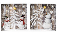 LED Lighted Snowman with Trees