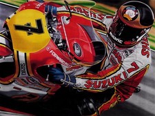 Barry Sheene 90x70 cm edizione limitata stampa arte moto di Colin Carter