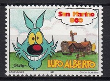 SAN MARINO FRANCOBOLLO COMICS FUMETTI ITALIANI LUPO ALBERTO MNH** G. SILVESTRI