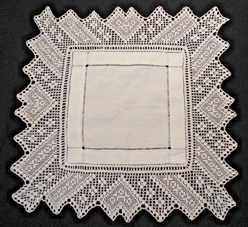 Vtg 1950s white linen deep - 1950s,