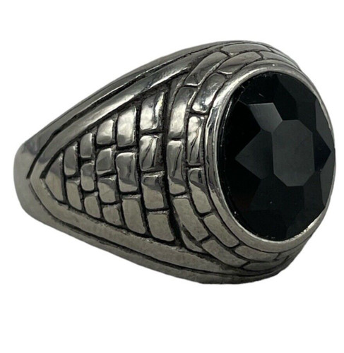 Anello uomo pietra nera ovale - anello,