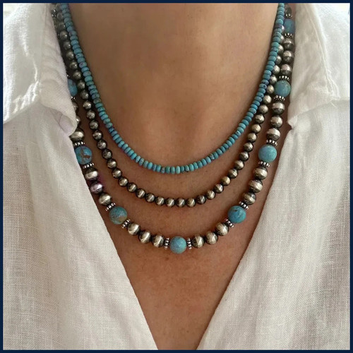 3pcs pearl turquoise beaded - turquoise,