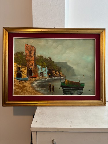 Dipinto olio tela marina - su,