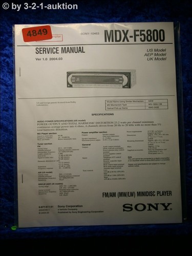 Manuale servizio sony mdx - manuale,
