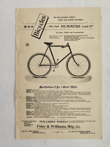 1896 antica bicicletta foley - 1896,