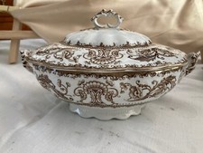 Legumiera antica in porcellana beige e marrone Royal Semiporcellain Wedgwood Eng