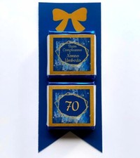 SEGNAPOSTO CON 2 CIOCCOLATINI PERSONALIZZATI SET 25 COMPLEANNO MATRIMONIO LAUREA