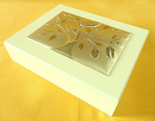 50° ANNIVERSARIO DI MATRIMONIO NOZZE D'ORO PORTAGIOIE IN ARGENTO LEGNO cm24x19x6