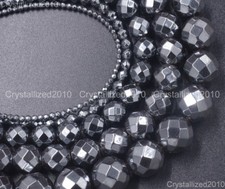 Pietra preziosa ematite nera perline rotonde sfaccettate 2 mm 3 mm 4 mm 6 mm ...