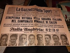 RIPRODUZIONE 1° PAGINA VITTORIA ITALIA CAMPIONATI DEL MONDO 1938 GAZZETTA SPORT