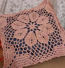 2 cuscinetti All'uncinetto 35x35cm  Diam 30 cm In 100%Cotone  Decorazione  Casa 