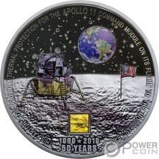 MOON LANDING Sbarco sulla Luna 50 Anniversario 3 Oz Moneta Argento 20$ Isole Cook 2019