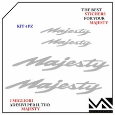 KIT 4 ADESIVI Stickers SCRITTA LOGO YAMAHA MAJESTY 400 250 125 COLORE ARGENTO