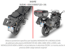 GIVI 3121FZ piastra porta borse  Monokey/Monolock Suzuki GSX S1000 GT