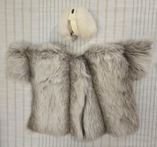 Cappotto pelliccia sintetica vintage fatto a mano cavolo toppa bambini vestiti bambola bianco paraorecchie