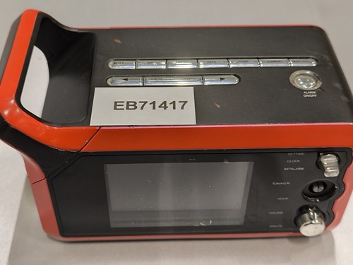 Compact red radio clock - red,