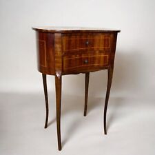 Tavolino intarsiato stile antico Luigi XV Mobile porta telefono con 2 cassetti