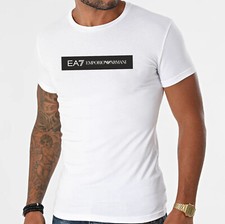 T-shirt Emporio Armani bianca uomo cotone EA scatola logo taglia M*L*XL*XXL*3XL