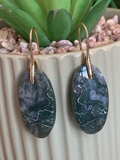 Orecchini goccia agata muschio