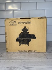Vecchia mini stufa a legna in ghisa da montagna con accessori + extra nuova con scatola