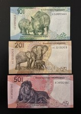 Sudafrica set 10 20 50 Rand (2023) UNC P-nuovo rinoceronte elefante leone