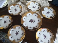 Servizio piatti Per Dolci antico profilo oro Con Fiori Vintage