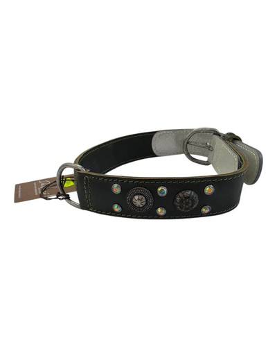 Collare cane cuoio verde con - cuoio,