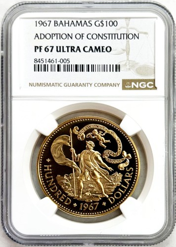 1967 oro bahamas 100 - 1967, $100