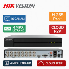 DVR Hikvision 16 Canali 4MPX Ibrido 5in1 H.265 Pro+ Cloud P2P App Smartphone