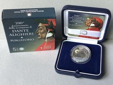 ITALIA 2022 DANTE ALIGHIERI PURGATORIO MONETA ARGENTO 5 EURO FDC ASTUCCIO