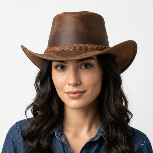 Cappello donna pelle mucca