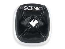 RENAULT SCENIC 2 II 2003-2009 CUFFIA LEVA CAMBIO PELLE NERA RICAMO FILO BIANCO