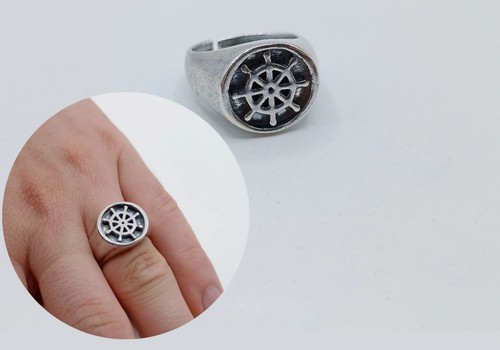 Anello uomo argento 925 timone - anello,